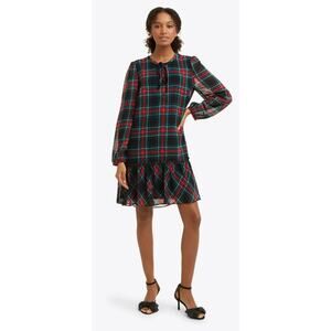Draper James Red and Green Plaid Dress – Size XXL – Holiday Bow & Ruffle Detail